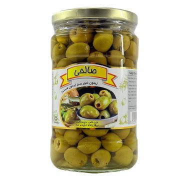 زیتون شور سبز بدون هسته شیشه صالحی 650 گرم 