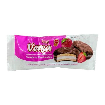 بیسکویت دوقلو روکش کاکائویی با طعم توت فرنگی ورسا مینو 40 گرم  