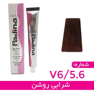 کرم رنگ مو شرابی روشن کد V6 5.6 پادینا 100 میلی لیتر