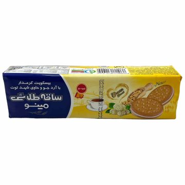 بیسکویت کرمدار با آرد جو و شهد توت ساقه طلایی مینو 192 گرم