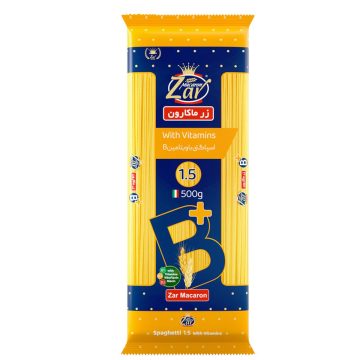 اسپاگتی قطر 1/5 حاوی ویتامین B زر ماکارون 500 گرم