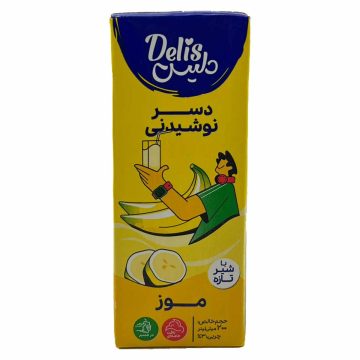دسر شیری نوشیدنی موزی نیم چرب دلیس کاله 200 میلی لیتر