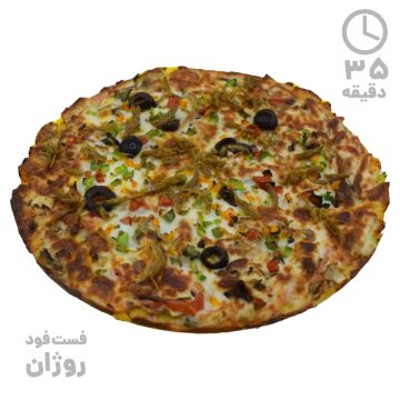 پیتزا گوشت و قارچ آمریکایی خانواده ( 35 سانتی متر )