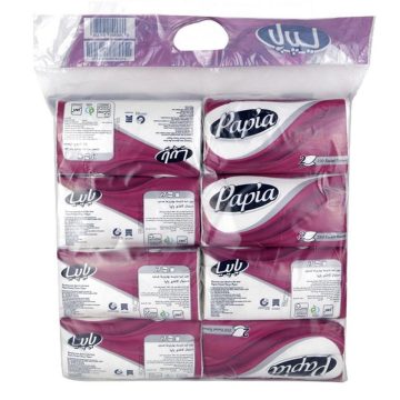 دستمال کاغذی اقتصادی 250 برگ 2 لا ( 500 برگ ) پاپیا 8 عددی