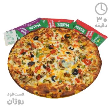 پیتزا مرغ و قارچ آمریکایی متوسط ( 24 سانتی متر )