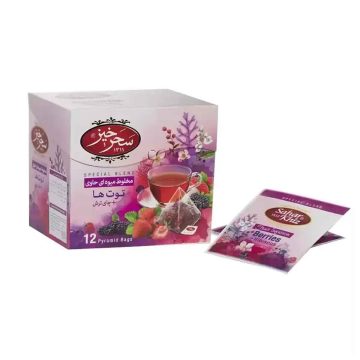 دمنوش مخلوط میوه ای حاوی توت ها + چای ترش سحرخیز 24 گرم 12 عددی 