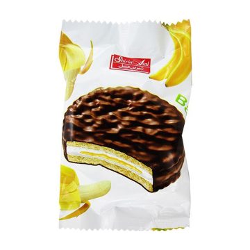 بیسکویت روکش کاکائویی با طعم موز والس شیرین عسل 25 گرم