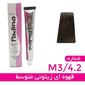 کرم رنگ مو قهوه ای زیتونی متوسط کد M3 4.2 پادینا 100 میل