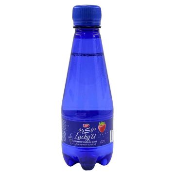 آب گازدار با طعم توت فرنگی بطری لاکی یو کاله 300 میلی لیتر