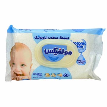 دستمال مرطوب بچه ایزوتونیک پوست های حساس مولفیکس 60 عددی