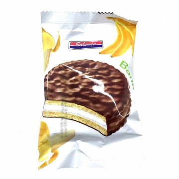 بیسکویت روکش کاکائویی با طعم موز والس سالمین 25 گرم