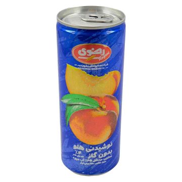 نوشیدنی هلو بدون گاز قوطی رضوی 240 میلی لیتر 