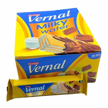 ویفر با روکش کاکائویی و کرم شیری ورنال فرمند 28 گرم 20 عددی 