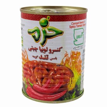 کنسرو لوبیا چیتی با سس گوجه تند خرم 350 گرم