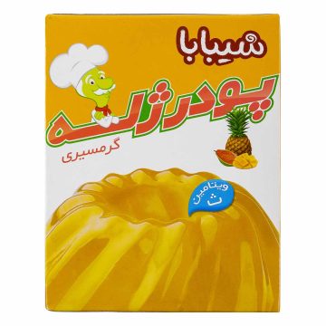 پودر ژله با طعم میوه های گرمسیری شیبابا 100 گرم