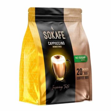 قهوه فوری کاپوچینو بدون شکر سوکافه 270 گرم 20 عددی
