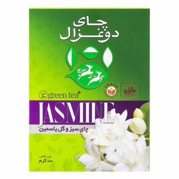 چای سبز و گل یاسمین دو غزال 100 گرم