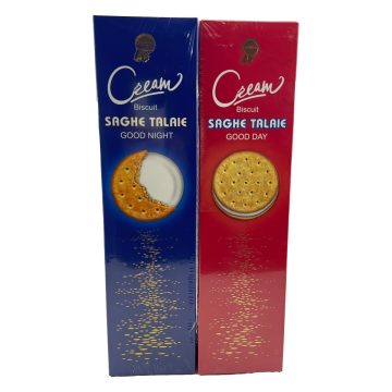 بیسکویت سبوس دار کرمی طرح روز و شب ساقه طلایی مینو 352 گرم