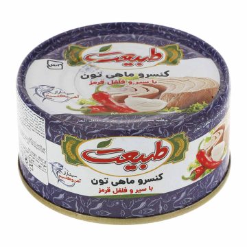 کنسرو ماهی تون با سیر و فلفل قرمز طبیعت 170 گرم
