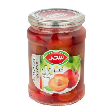 کمپوت آلو (جنگلی قرمز ) شیشه سحر 670 گرم