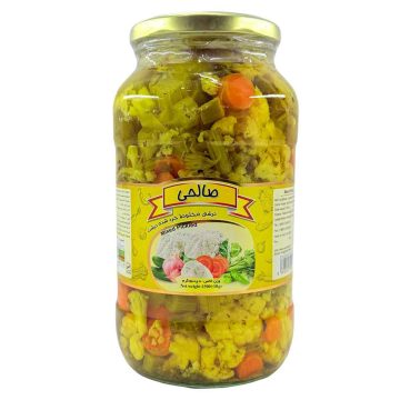ترشی مخلوط خرد شده درشت شیشه صالحی 1500 گرم