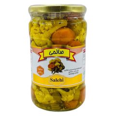 ترشی مخلوط خرد شده درشت (سالادی) شیشه صالحی 650 گرم