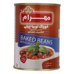 کنسرو خوراک لوبیا چیتی با سس گوجه فرنگی مهرام 400 گرم