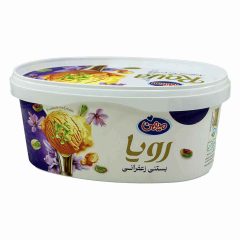بستنی زعفرانی با تزیین پسته رویا میهن 1 لیتر