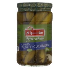 خیارشور درجه یک شیشه ای مهرام 680 گرم