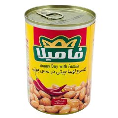 کنسرو لوبیا چیتی با سس چیلی فامیلا 380 گرم