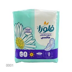 نوار بهداشتی بالدار نیمه نازک مخملی سایز بزرگ ویژه روز فلورا 8 عددی کد 0001