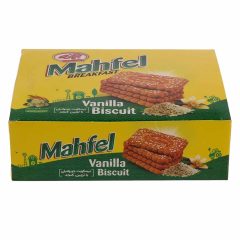 بیسکویت جو + شهد توت وانیلی با تزیین کنجد محفل جعبه ای جمانه 480 گرم