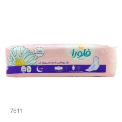 نوار بهداشتی بالدار ضخیم پنبه ای سایز خیلی بزرگ ویژه شب فلورا 10 عددی کد 7611