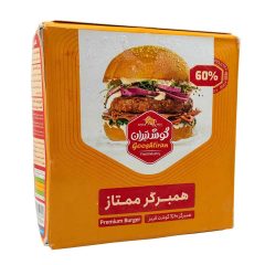 همبرگر ممتاز 60 درصد گوشت قرمز گوشتیران وزن 500 گرم 5 عددی