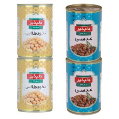 پکیج مخلوط کنسرو نخود آبگوشتی و عدسی دلپذیر 420 گرم 4 عدد ( 1680 گرم )