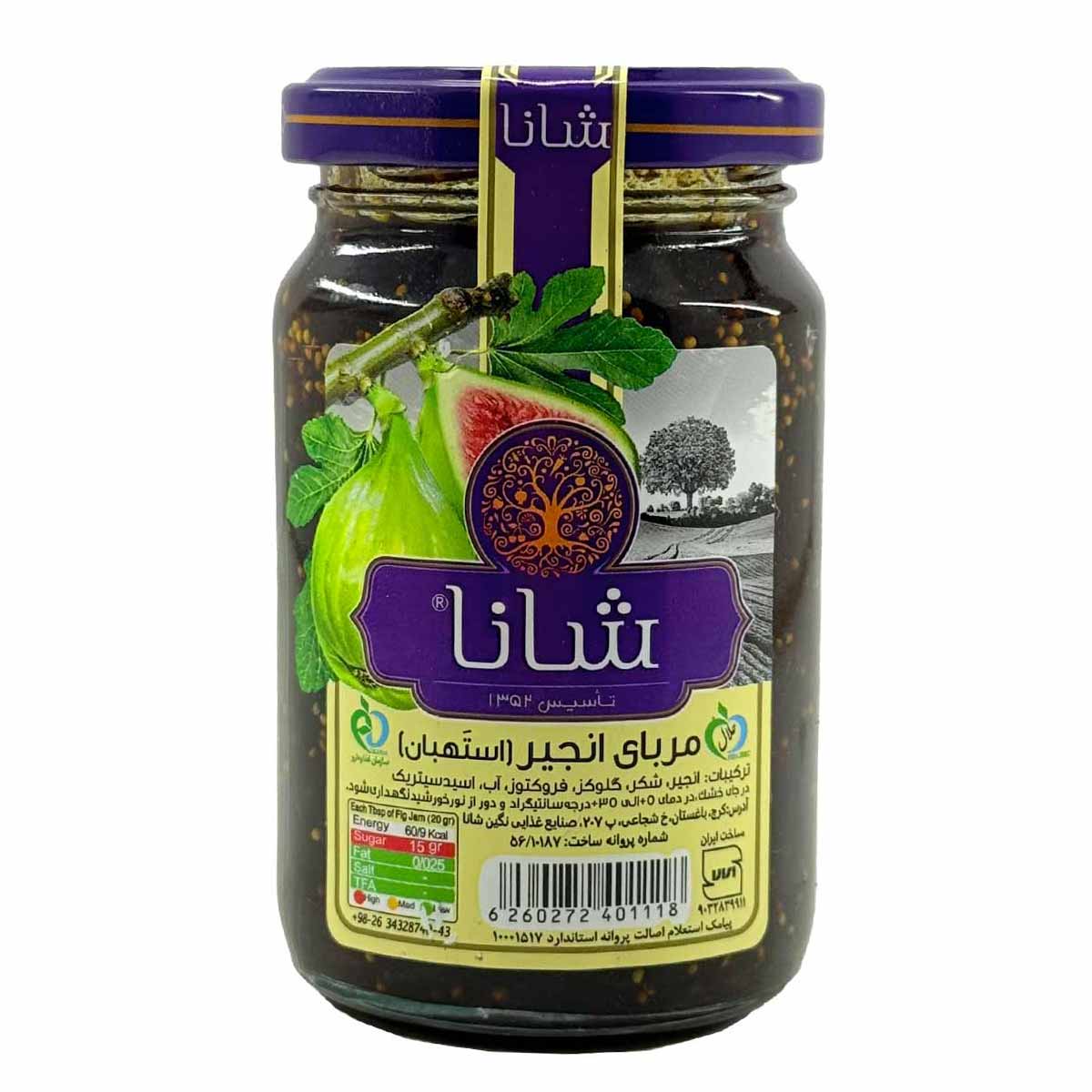 مربای انجیر استهبان شیشه شانا 210 گرم