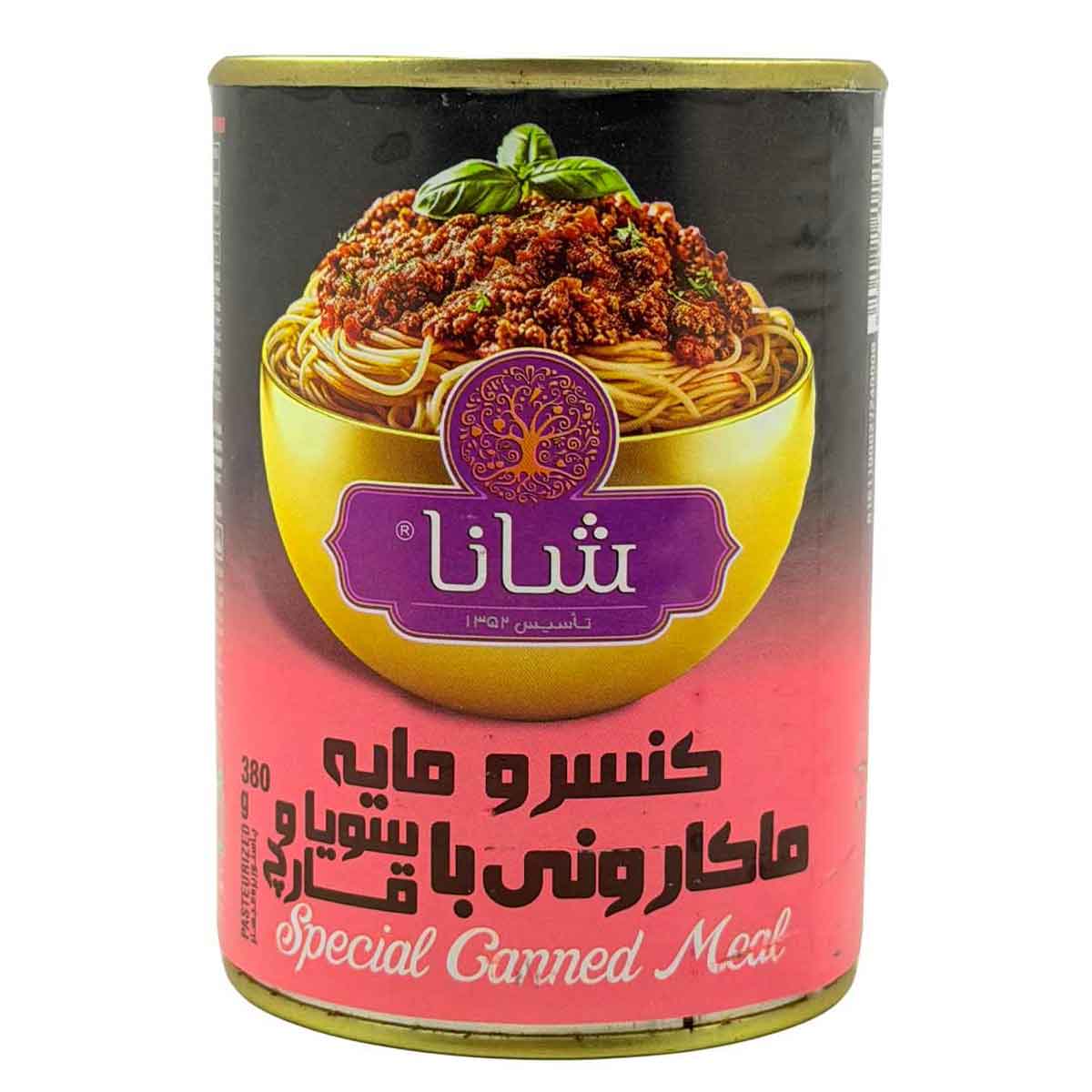 کنسرو مایه ماکارونی با سویا و قارچ شانا 380 گرم 