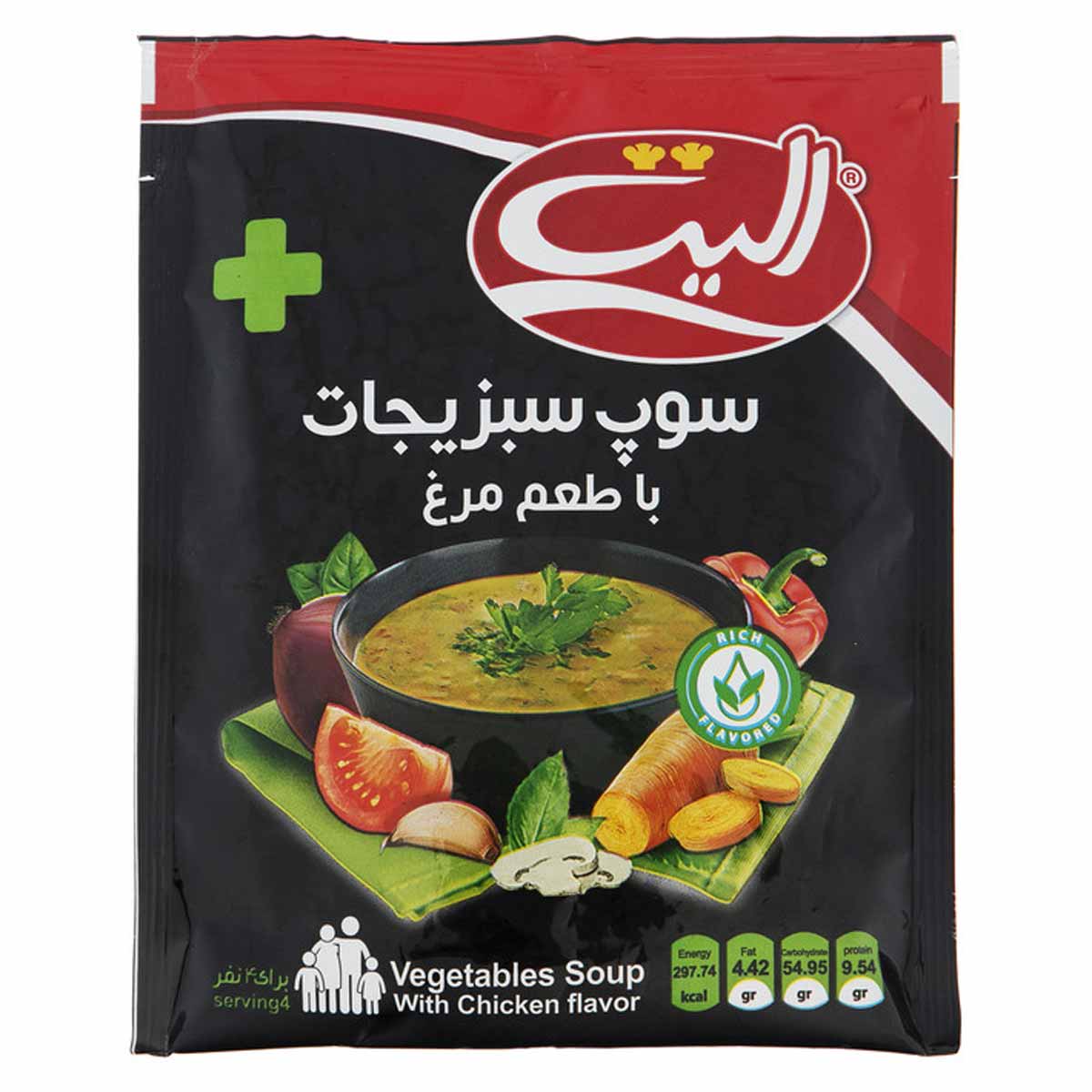 سوپ سبزیجات با طعم مرغ نیمه آماده الیت پلاس 80 گرم