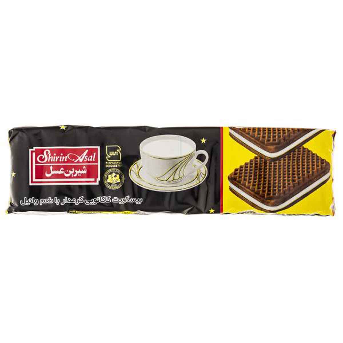 بیسکویت کاکائویی کرمدار با طعم وانیل شیرین عسل  120 گرم