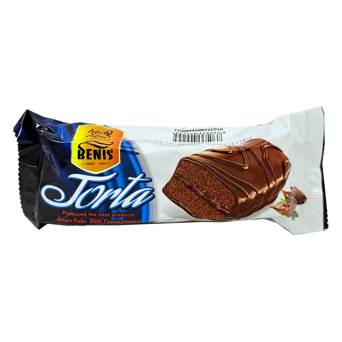 کیک اسفنجی دو لایه با روکش کاکائو تورتا بنیس 55 گرم  