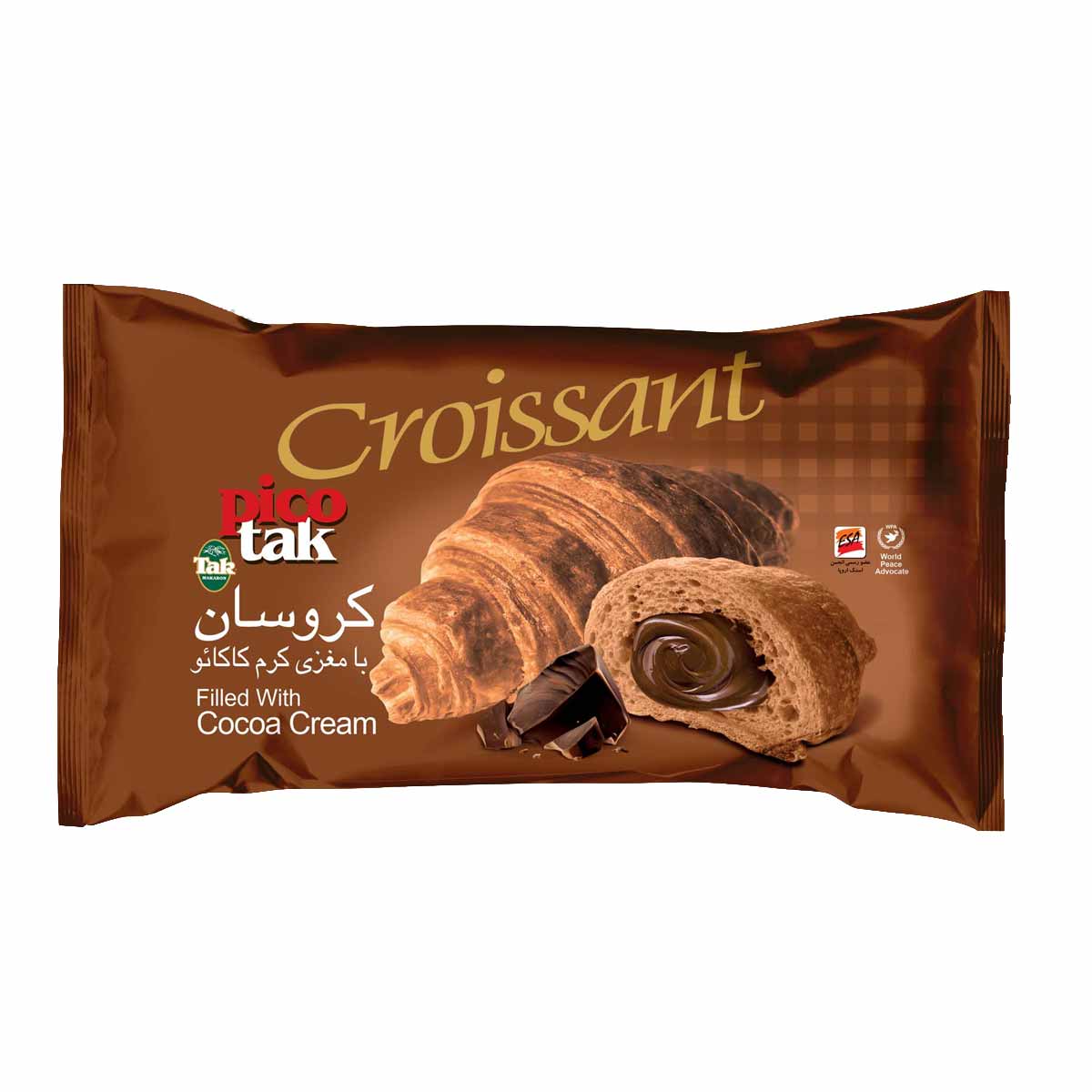کروسان کاکائویی با مغزی کرم کاکائو پیکوتک تک ماکارون 60 گرم 