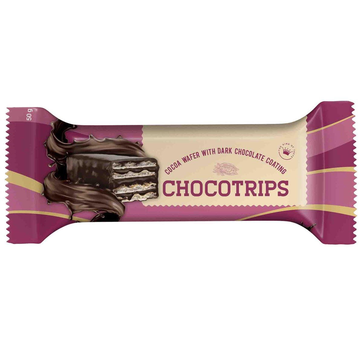 ویفر کاکائویی با روکش شکلات تلخ چوکوتریپس 50 گرم 
