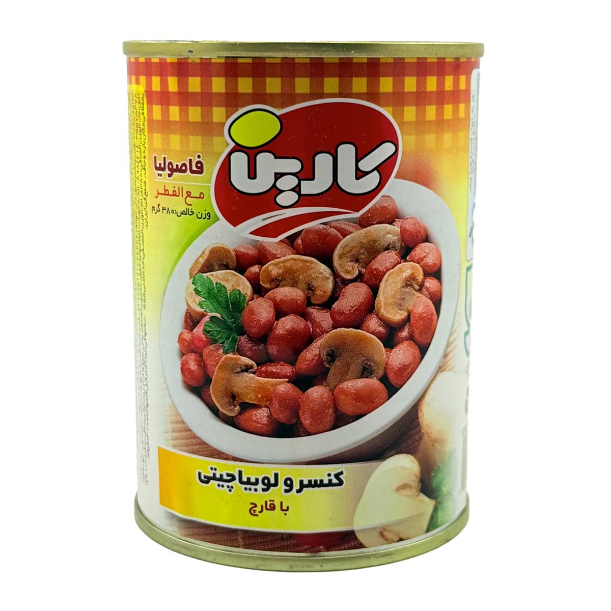 کنسرو لوبیا چیتی با قارچ کارین 380 گرم