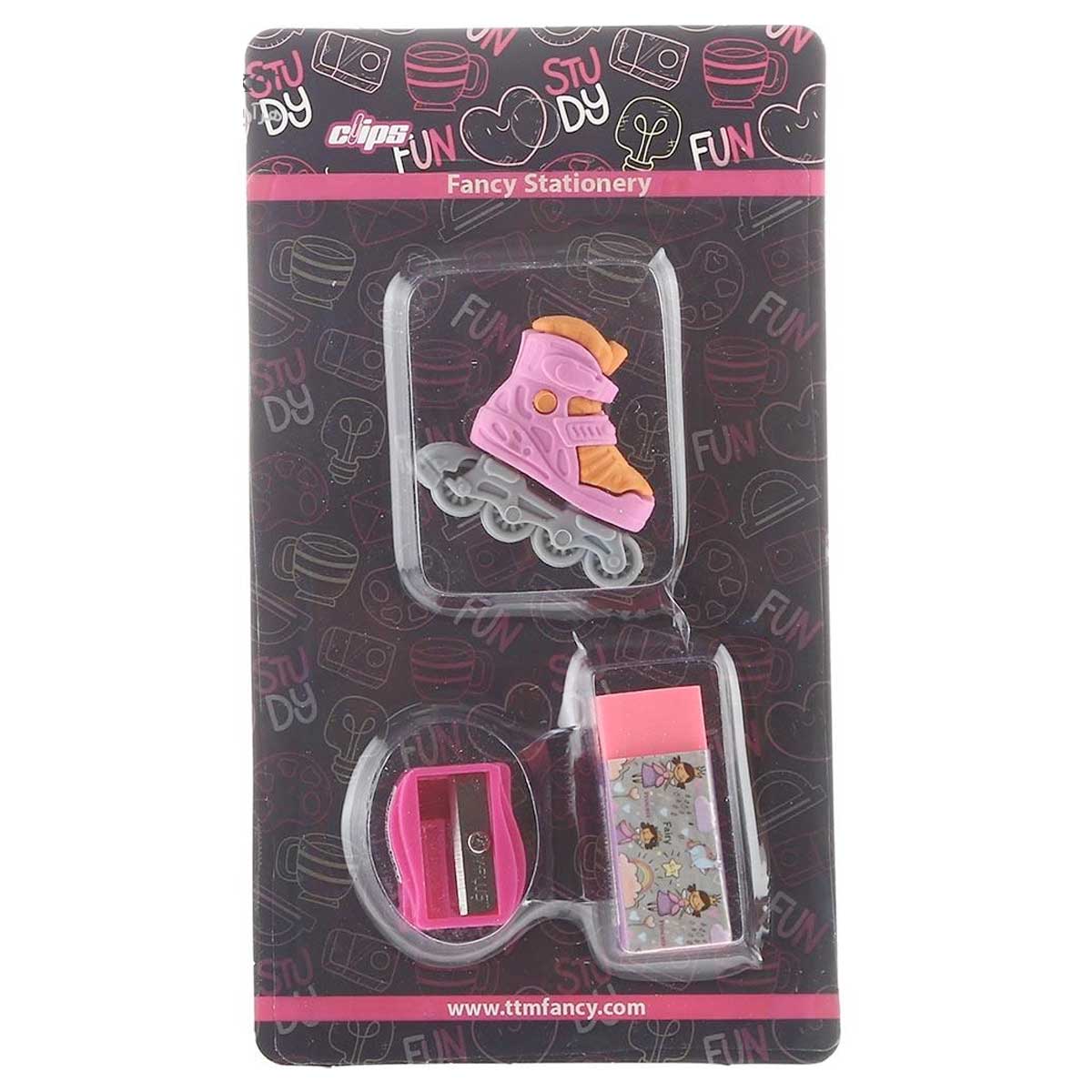 بسته تراش و پاک کن کلیپس طرح Skate کد 1833 صورتی