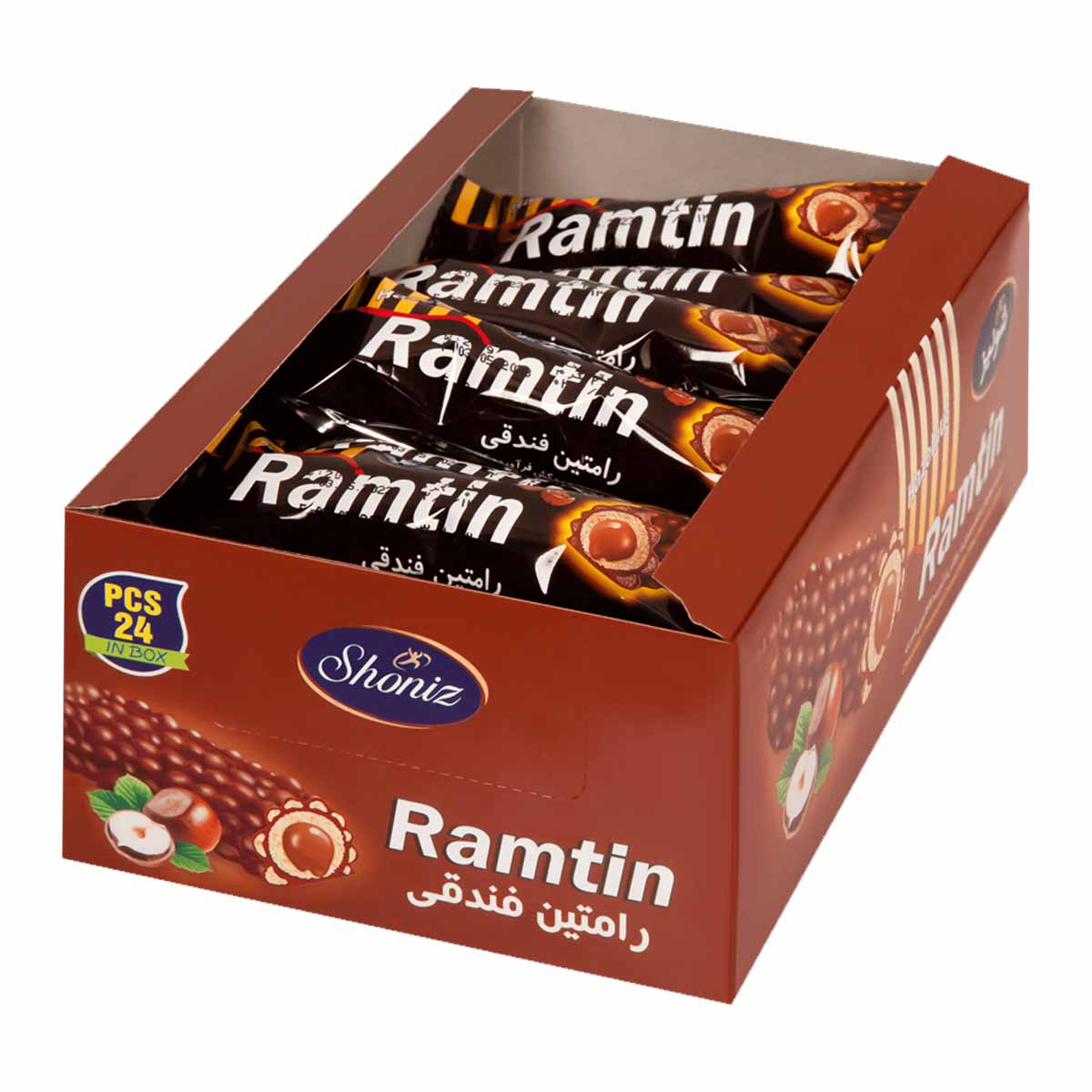 شکلات رامتین فندقی شونیز 19 گرم بسته 24 عددی