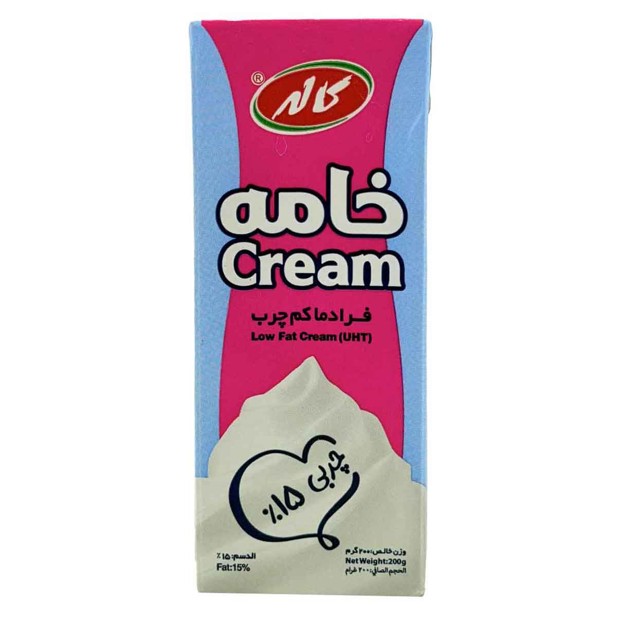 خامه ساده صبحانه 15 درصد کم چرب پاکتی کاله 200 گرم