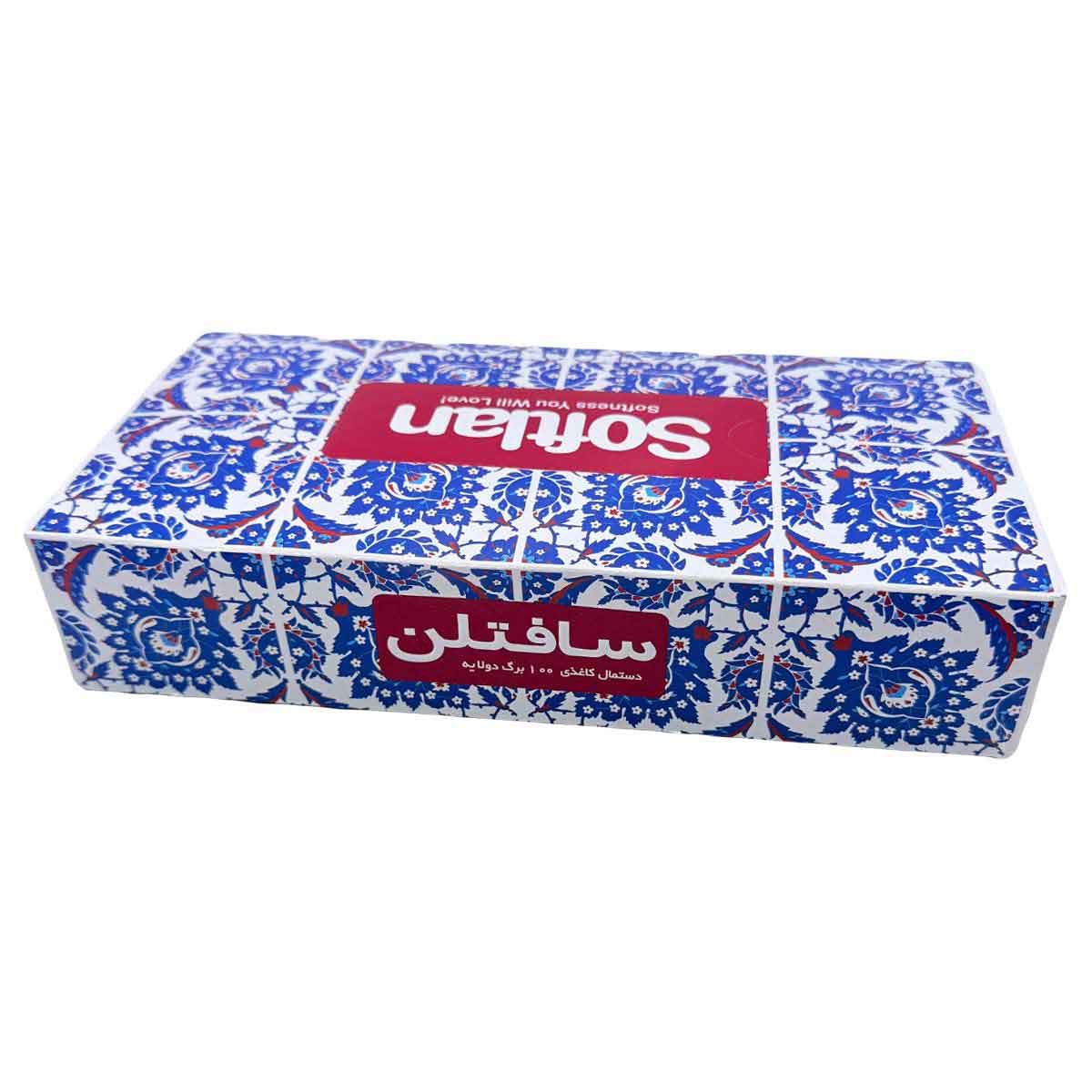 دستمال کاغذی سری سنتی 100 برگ دولایه سافتلن 200 برگ کد 0992