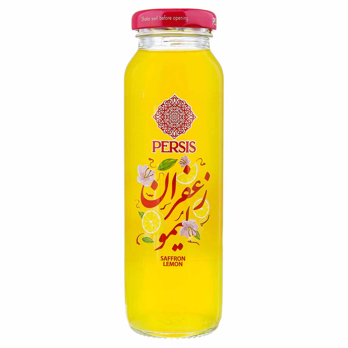 نوشیدنی لیمو زعفران شیشه پرسیس 200 میلی لیتر
