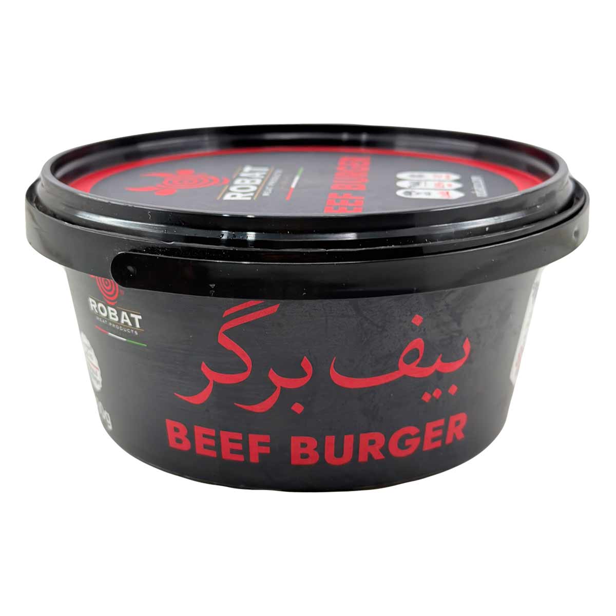 بیف برگر 85 درصد گوشت قرمز ظرفی رباط 500 گرم 4 عددی