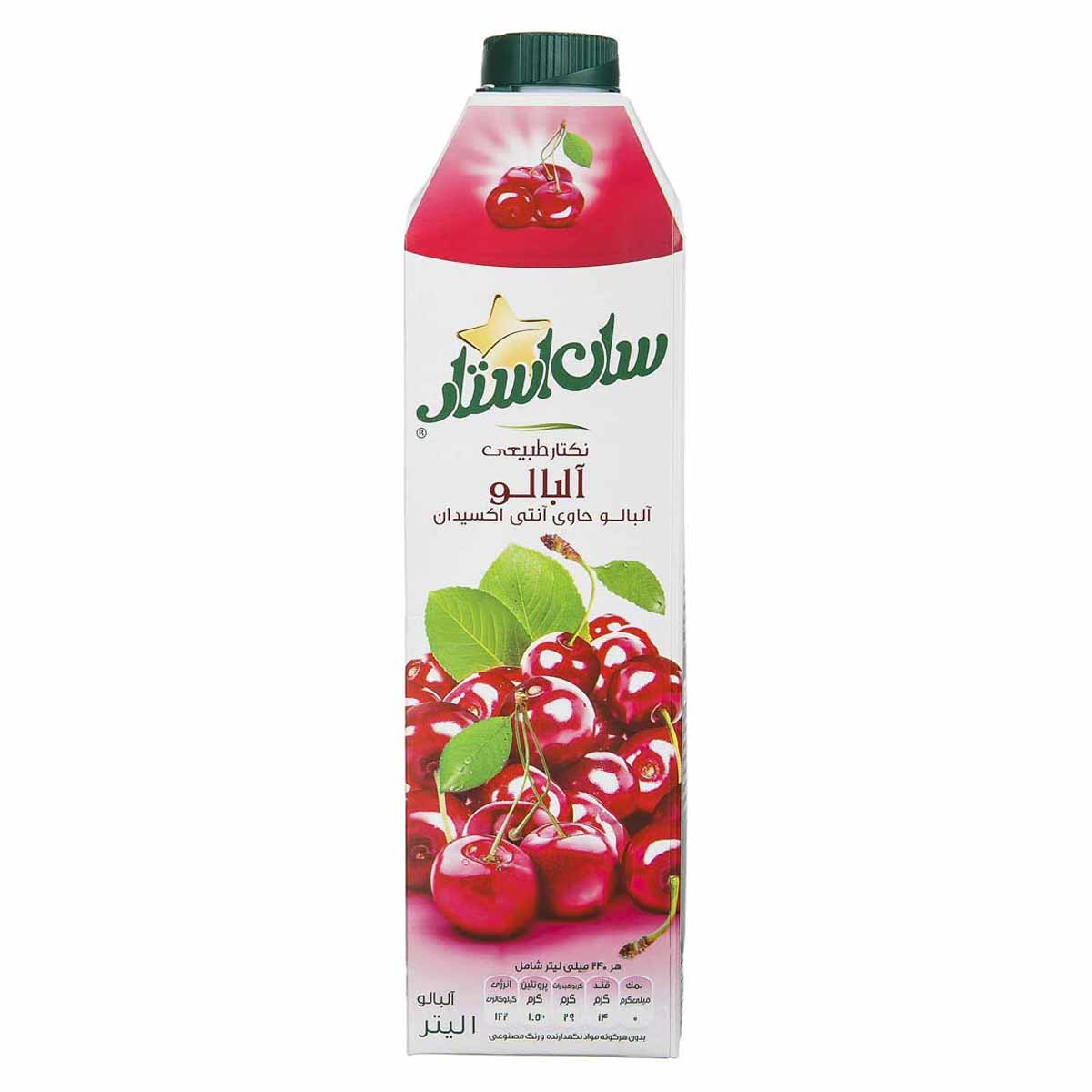 آبمیوه نکتار طبیعی آلبالو سان استار حجم 1 لیتر